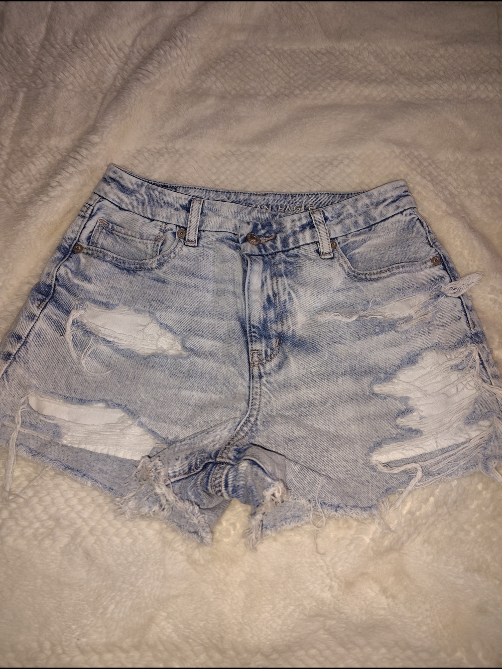 American Eagle Outfitters Light Blue Distressed Denim Shorts